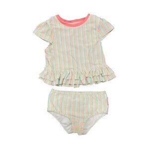 RuffleButts Girls Rainbow Stripe Ruffle Tankini Swimsuit Size 7